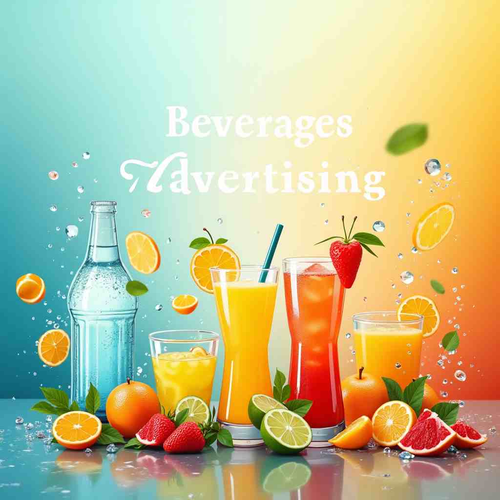 Beverages advertising design vector graphics
